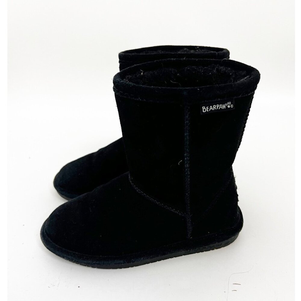Bearpaw Winter Boots Kids Black Emma Youth Suede Wool Blend Sz 13
